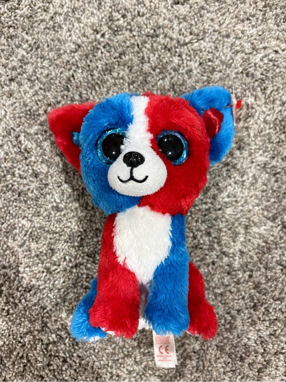 Ty Red, Blue & White Plush Puppy Toy